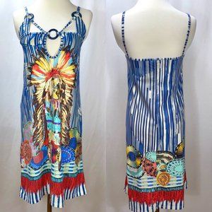 Save The Queen Sleeveless Embellished Mixed Prints Stripe Stretch Jersey